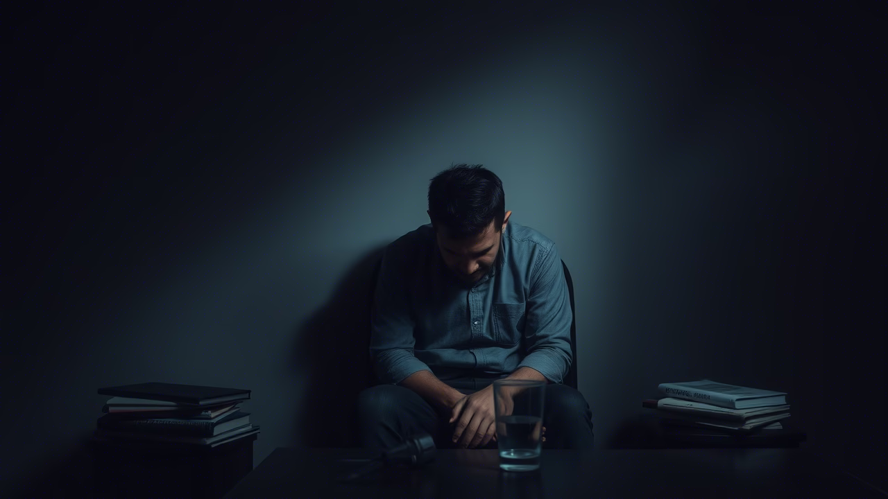 A man with severe depression