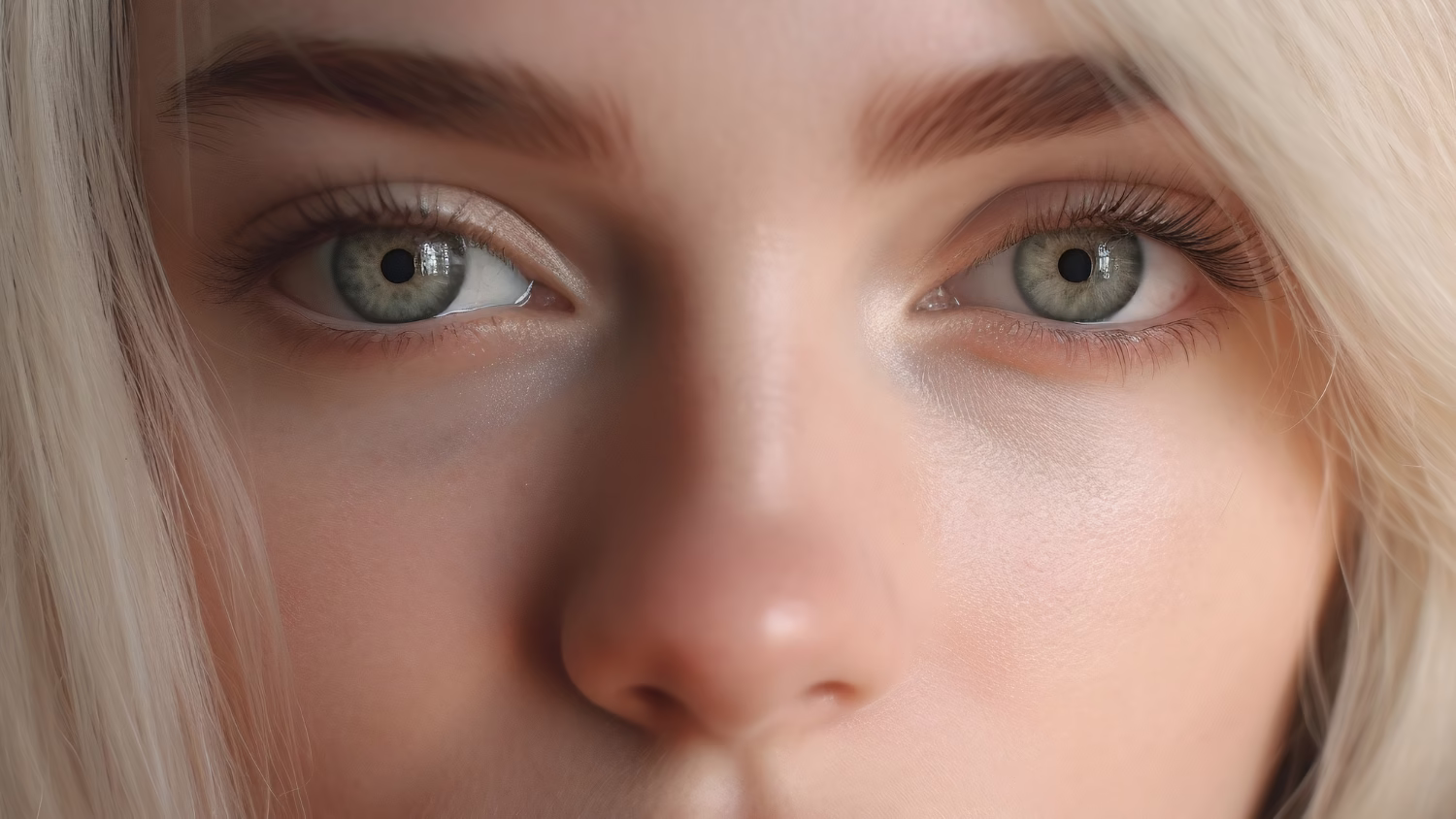 Natural and brushed eyebrows